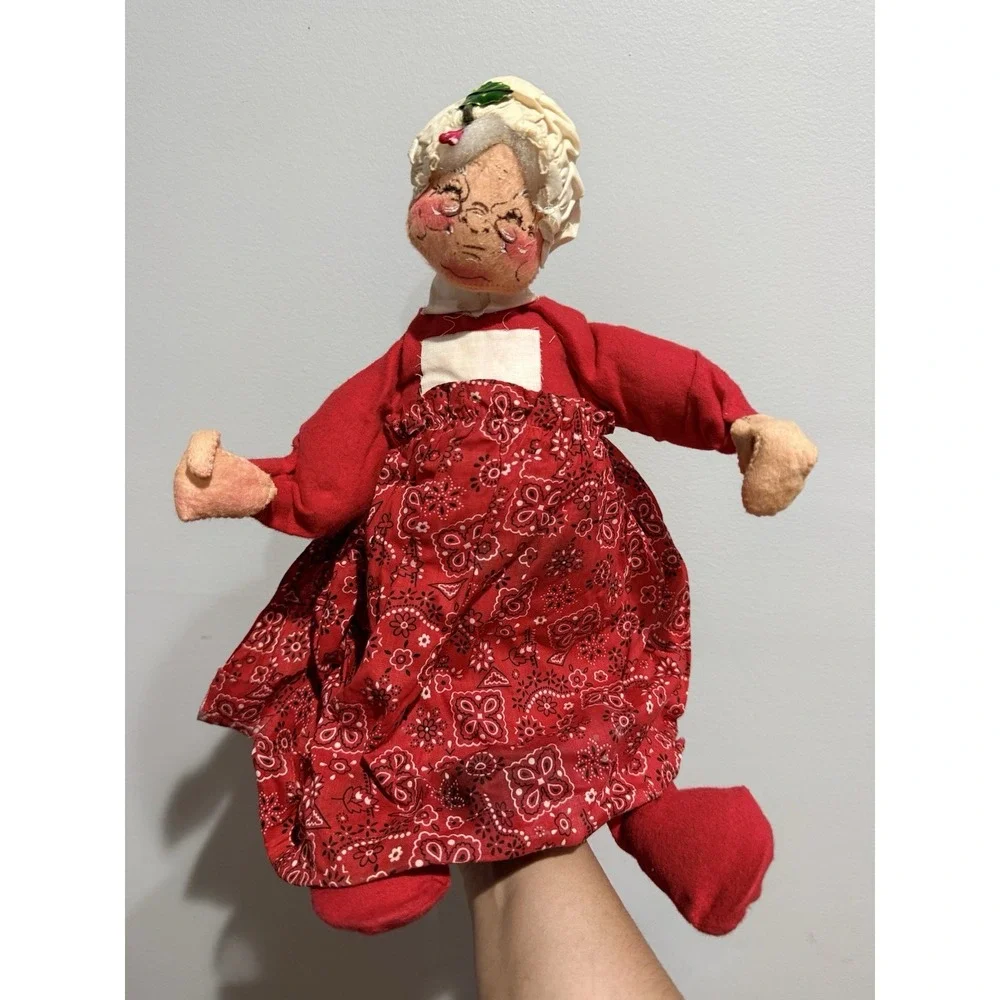 Vintage Annalee Mrs Claus Granny Bandana Paisley Dress Mobilitee Doll‎ 1971 R